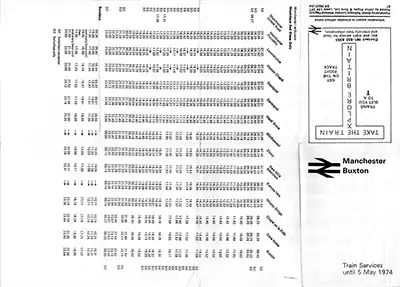 Manchester-Buxton timetable until May 1974 outside