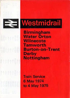 May 1974 Birmingham - Derby - Nottingham timetable front