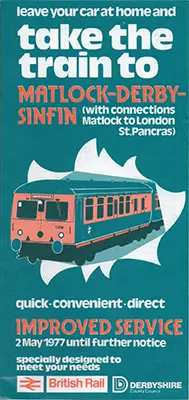 May 1977 Matlock - Derby - Sinfin timetable cover
