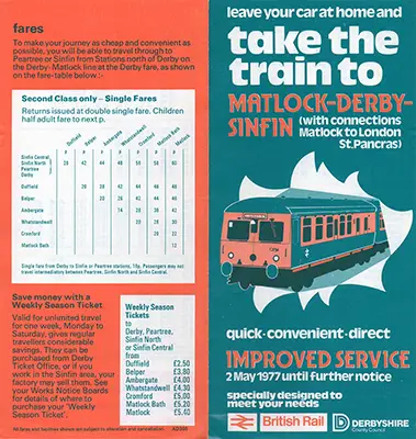 May 1977 Matlock - Derby - Sinfin timetable outside