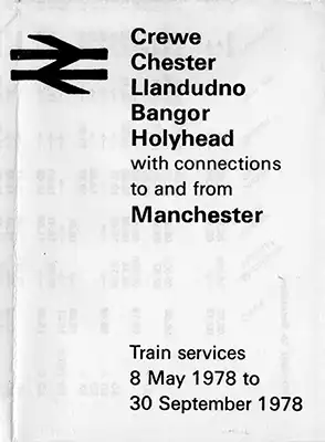 Front of May 1978 Crewe - Chester - Llandudno - Bangor - Holyhead timetable