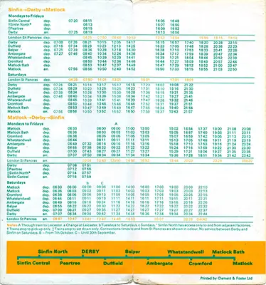 May 1978 Matlock - Derby - Sinfin timetable inside