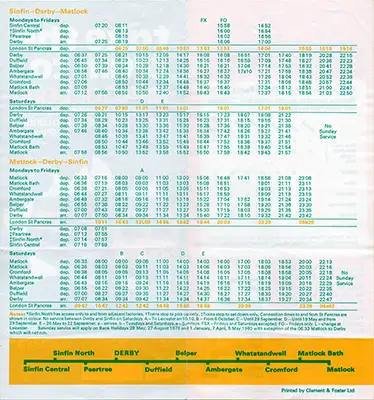 May 1979 Matlock - Derby - Sinfin timetable inside