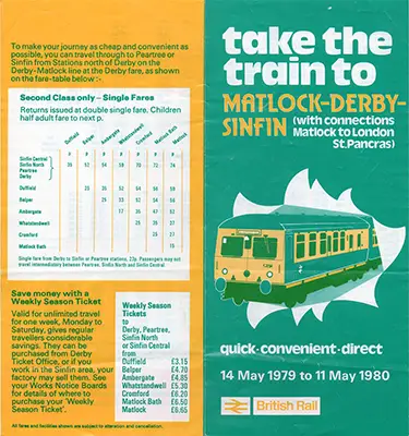 May 1979 Matlock - Derby - Sinfin timetable outside