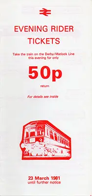 March 1981 Matlock Evening Rider Tickets timetable cover