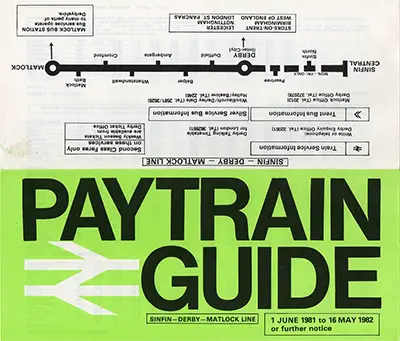 June 1981 Sinfin - Derby - Matlock timetable outside