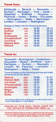 May 1982 Matlock Line Sunday Service timetable rear