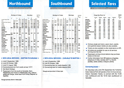 Leeds - Settle - Carlisle timetable back