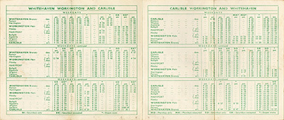 Autumn 1957 Whitehaven timetable, reverse