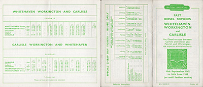 Autumn 1962 Whitehaven timetable