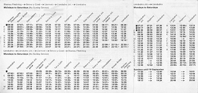 May 1977 Llandudno timetable inside