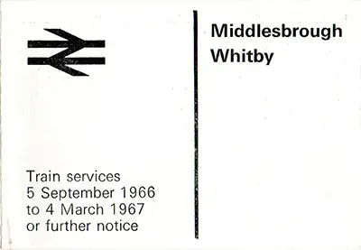 September 1966 Middlesbrough - Whitby timetable cover