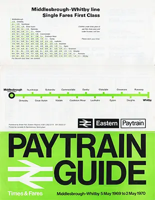 May 1969 Middlesbrough - Whitby timetable outside