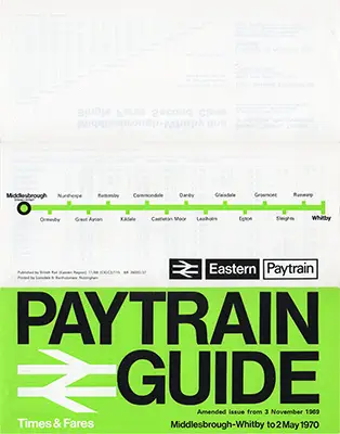 September 1969 Middlesbrough - Whitby timetable outside