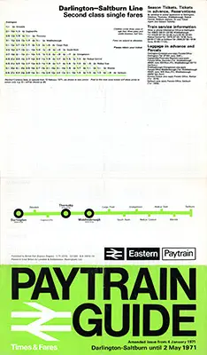 January 1971 Saltburn timetable outside