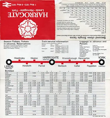 May 1972 Leeds - Harrogate - York timetable outside