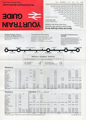 May 1979 Middlesbrough - Whitby timetable outside