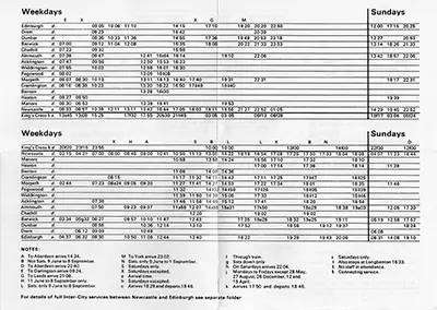 May 1973 Newcastle - Berwick - Edinburgh timetable inside