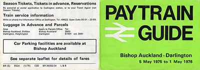 May 1975 Bishop Auckland - Darlington timetable outside