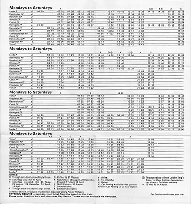 May 1975 Leeds - Harrogate - York timetable inside