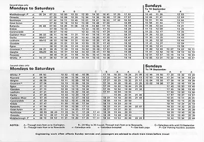 May 1975 Middlesbrough - Whitby timetable inside