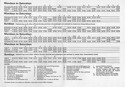 May 1975 York Vale timetable inside