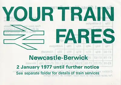 Front of January 1977 Newcastle - Berwick fares