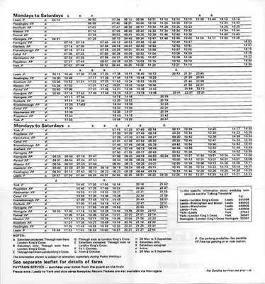 May 1978 Leeds - Harrogate - York timetable inside