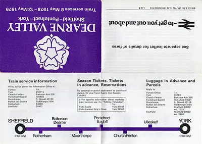 May 1978 Sheffield - Pontefract - York timetable outside