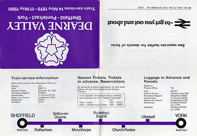 May 1979 Sheffield - Pontefract - York timetable outside