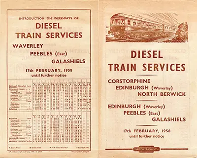 Outside of North Berwick and Galashiels February 1958 timetable