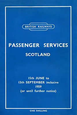 Passenger Services Scotland June 1959 timetable cover