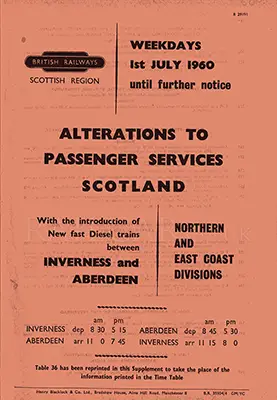 July 1960 Alterations to Passenger Services Scotland front