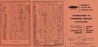 July 1960 Alterations to Passenger Services Scotland back