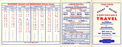 June 1962 Glasgow - Edinburgh timetable outside