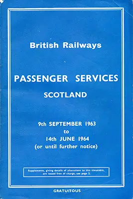 Passenger Services Scotland September 1961 timetable cover