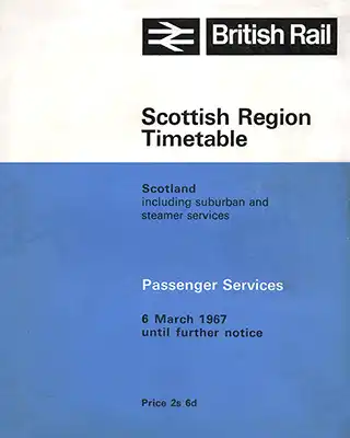 Cover of March 1967 Passenger Services Scotland timetable