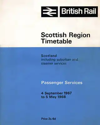 Cover of September 1967 Passenger Services Scotland timetable