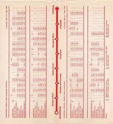 October 1970 Kilmacolm - Glasgow timetable inside