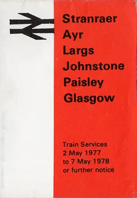 May 1977 Stranraer - Ayr - Largs - Glasgow timetable front