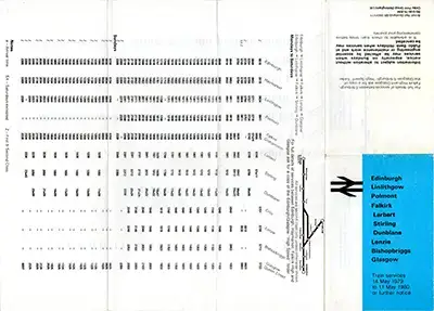 May 1979 Edinburgh - Dunblane - Glasgow timetable outside