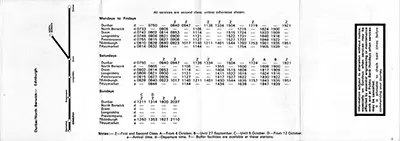 Inside of May 1980 Edinburgh - North Berwick timetable