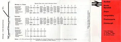 Outside of May 1980 Edinburgh - North Berwick timetable