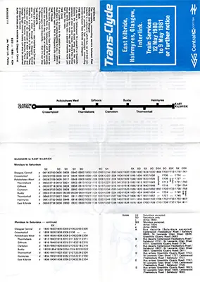 May 1980 Glasgow - East Kilbride timetable outside