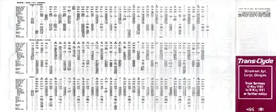 May 1980 Stranraer - Ayr - Largs - Glasgow timetable outside