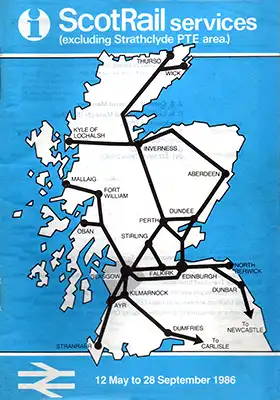 ScotRail Services May 1986 timetable cover