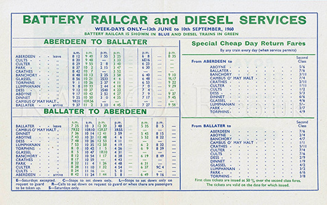 June 1960 Ballater timetable inside