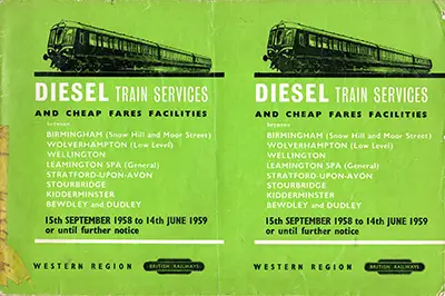 Birmingham area timetable September 1958