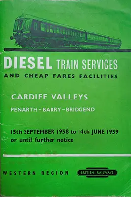 Cardiff Valleys September 1958 timetable front