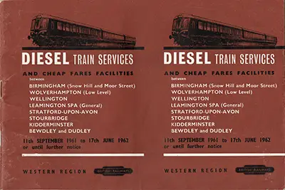 Birmingham area timetable September 1961